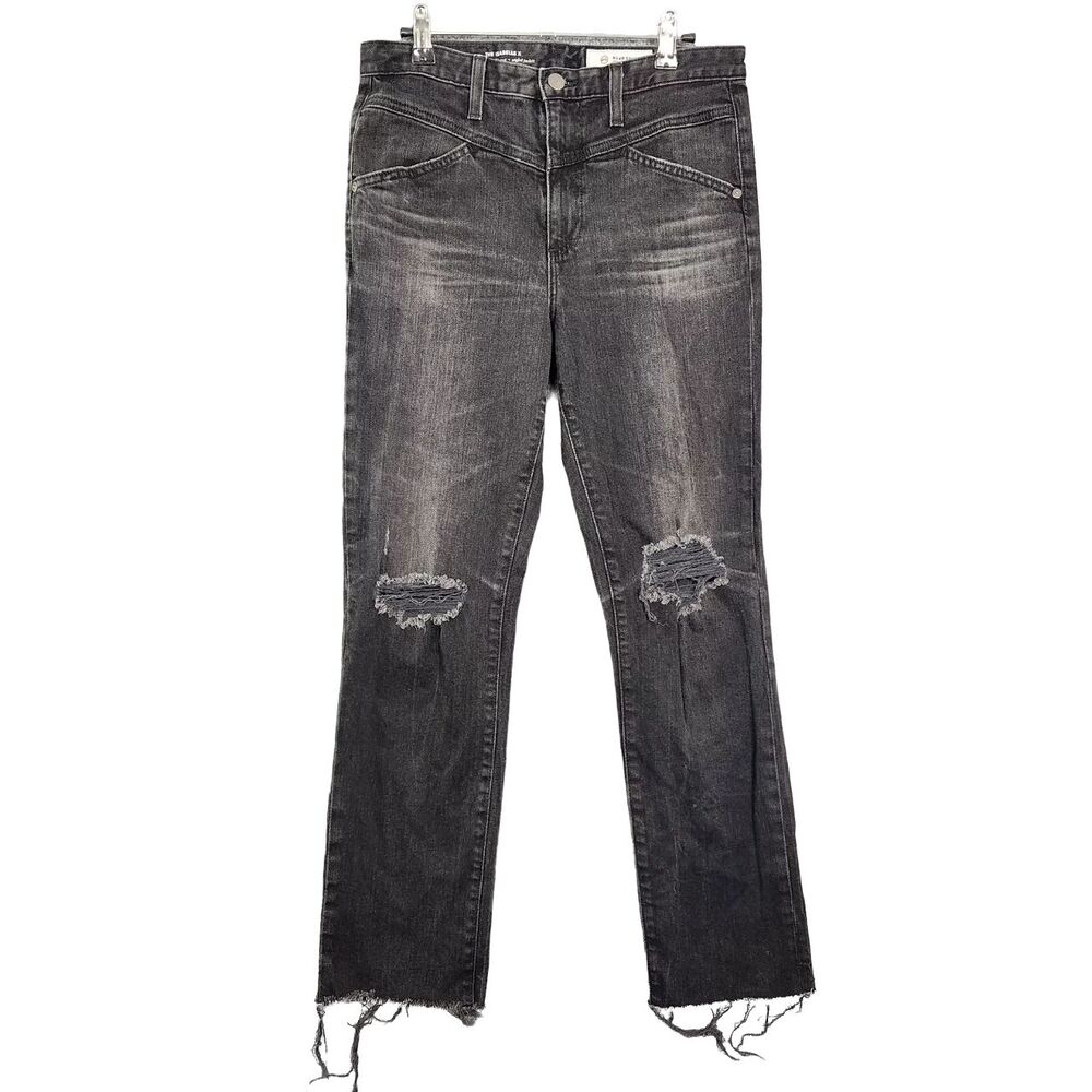 AG ADRIANO GOLDSCHMIED Black Isabelle X High Rise Straight Crop Jeans SIZE 29